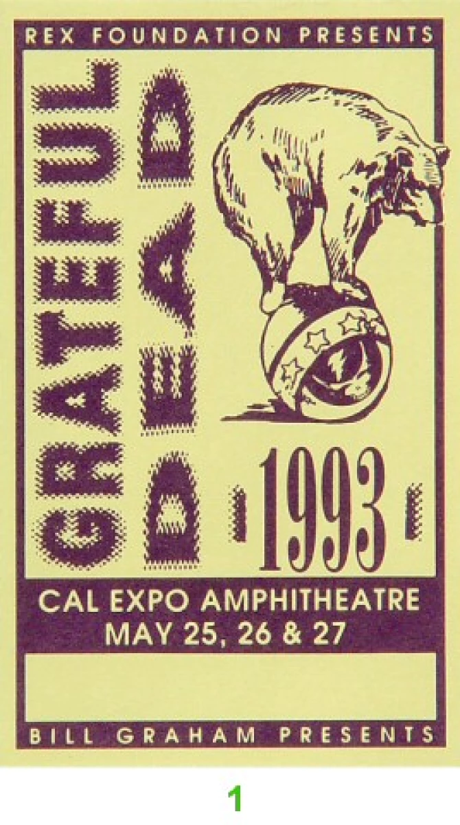 Grateful Dead Laminate from Cal Expo Amphitheater, May 25, 1993 at ...