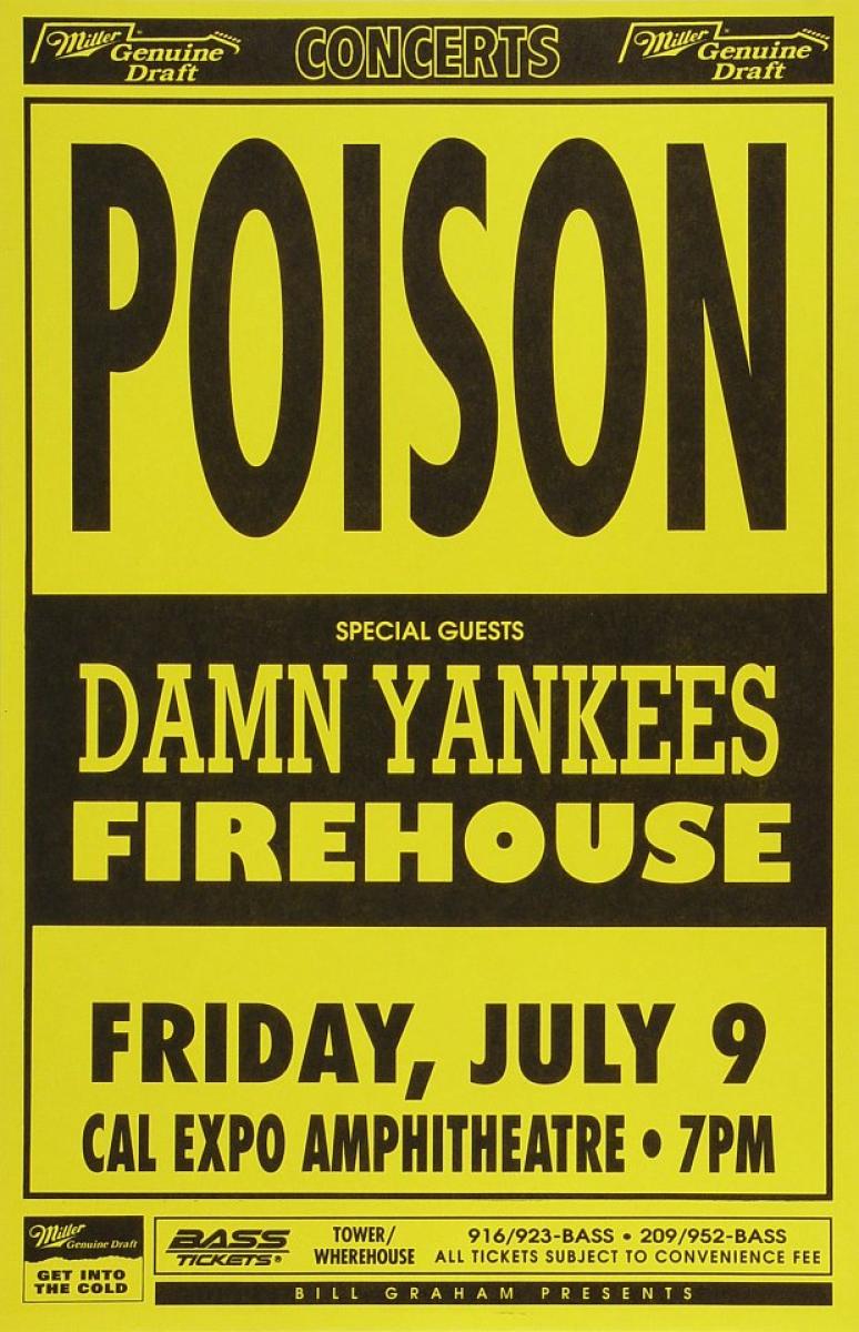 Poison Vintage Concert Poster from Cal Expo Amphitheater, Jul 9, 1993