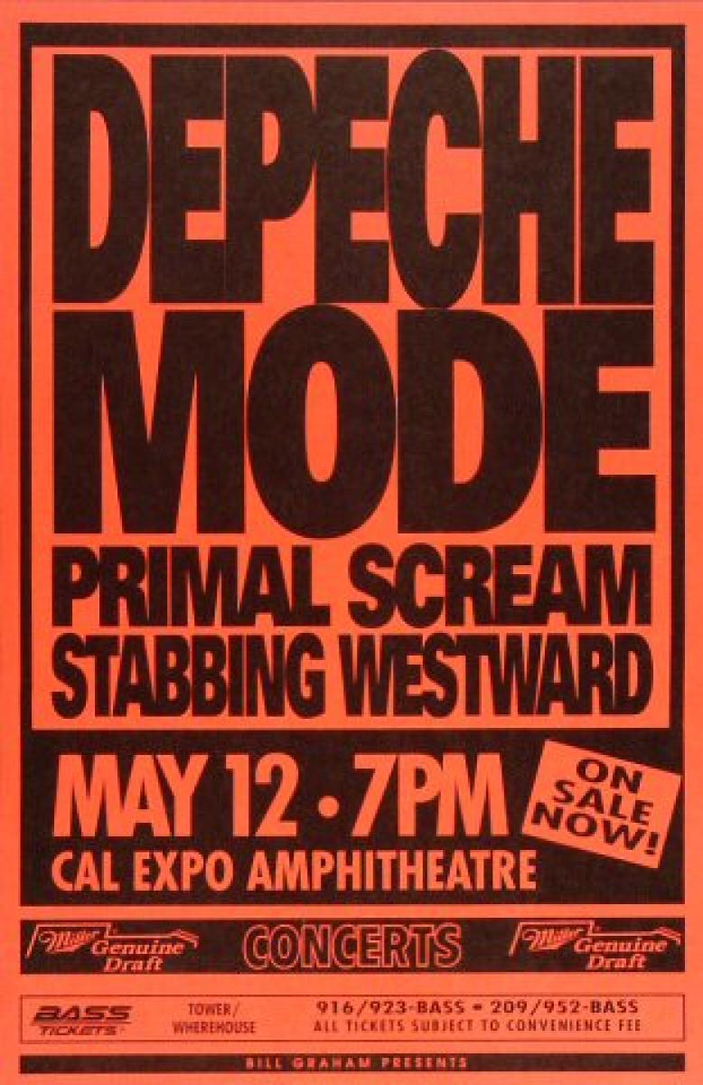 Depeche Mode Vintage Concert Poster from Cal Expo Amphitheater, May 12