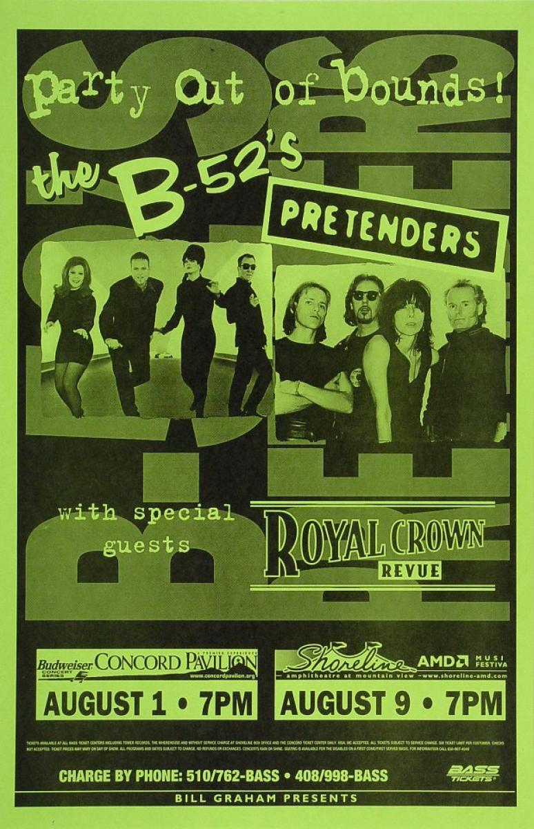 The B-52's Vintage Concert Poster from Concord Pavilion, Aug 1