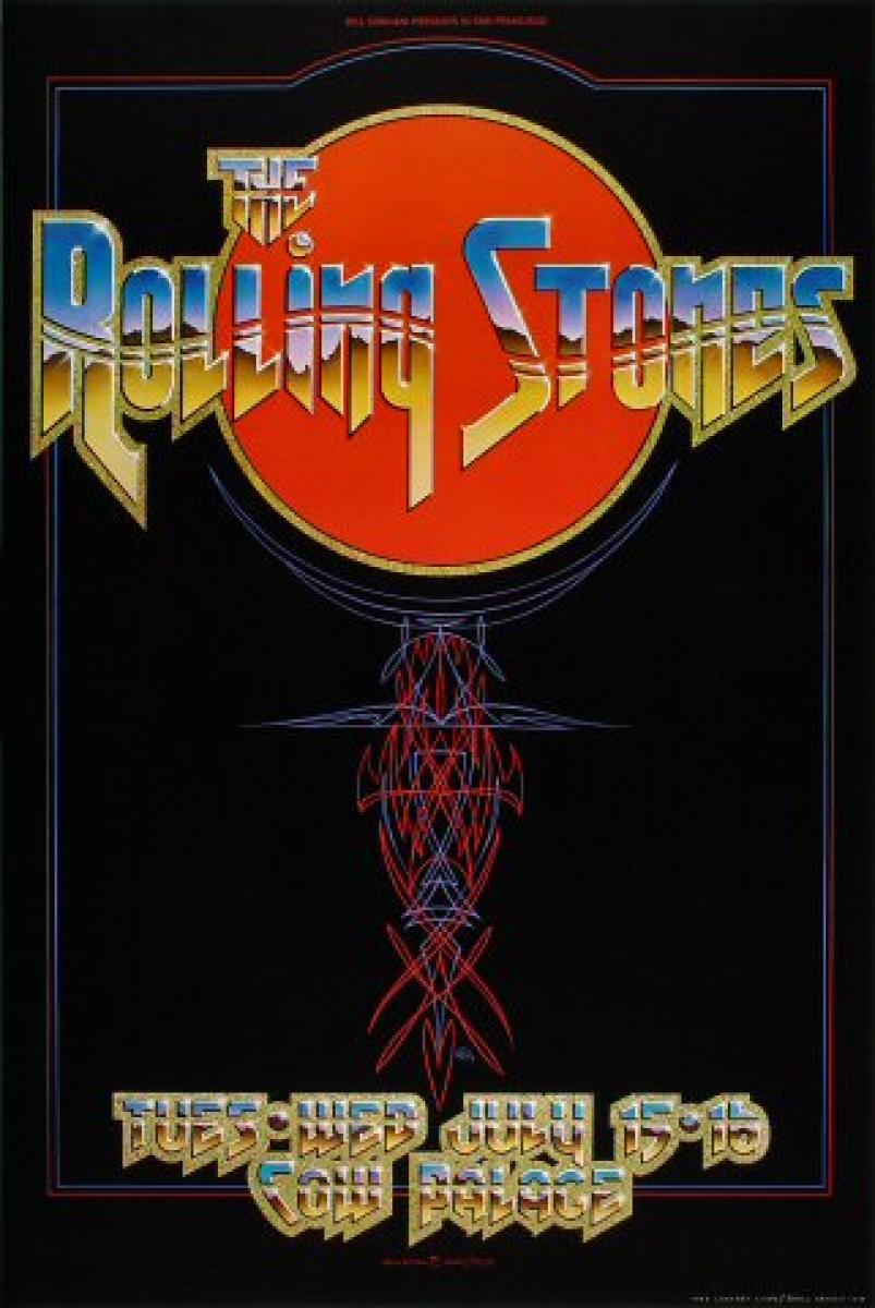 The Rolling Stones Vintage Concert Poster from Cow Palace, Jul 15, 1975