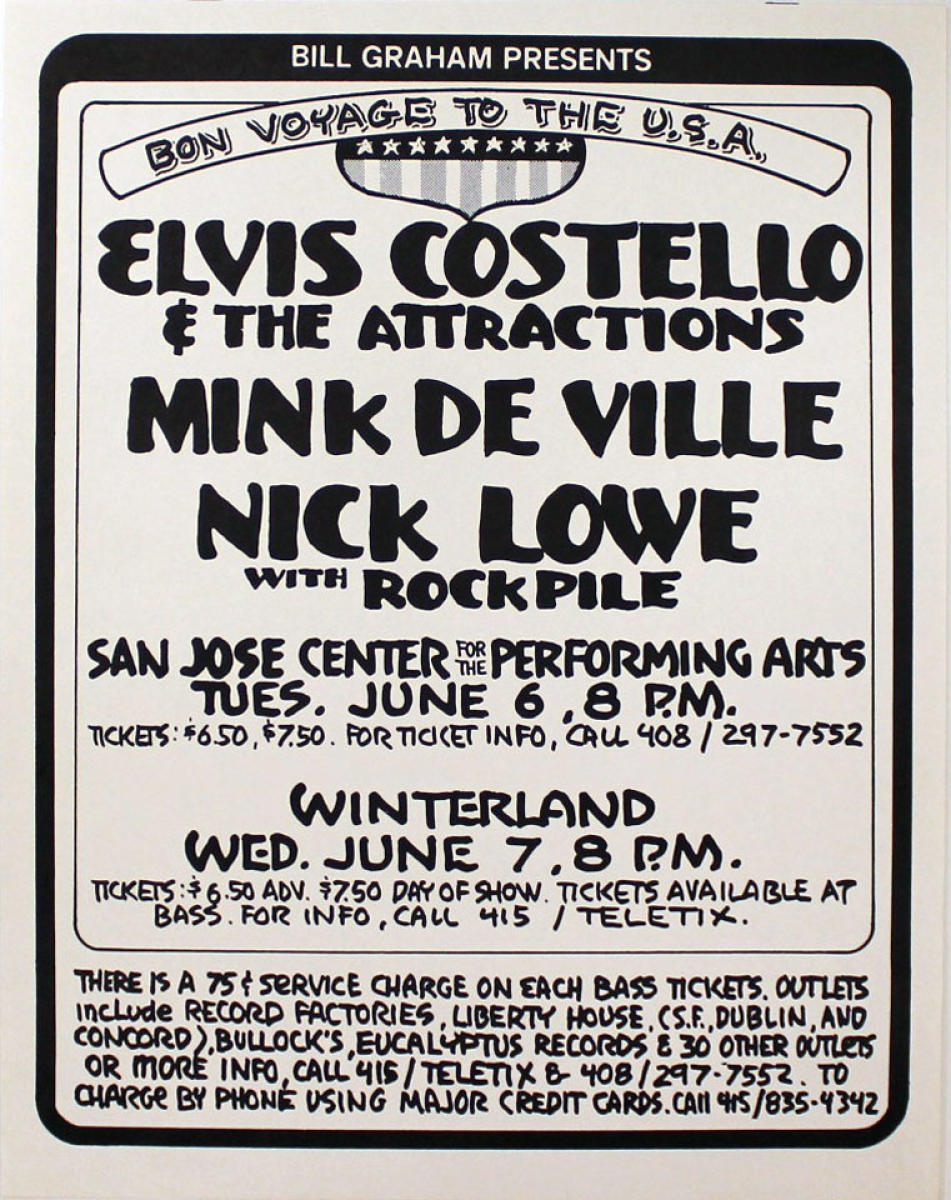 Elvis Costello & the Attractions Vintage Concert Poster from San