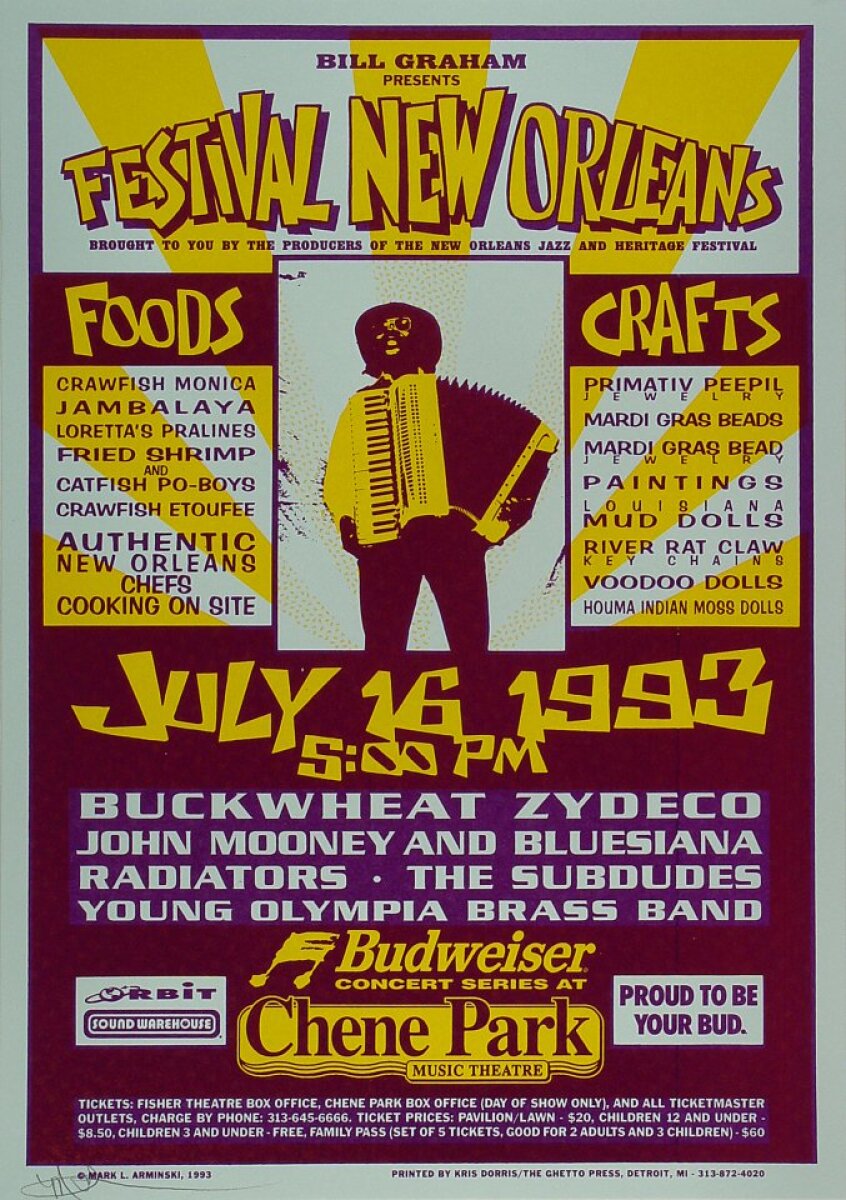 Festival New Orleans Vintage Concert Silkscreen from Chene