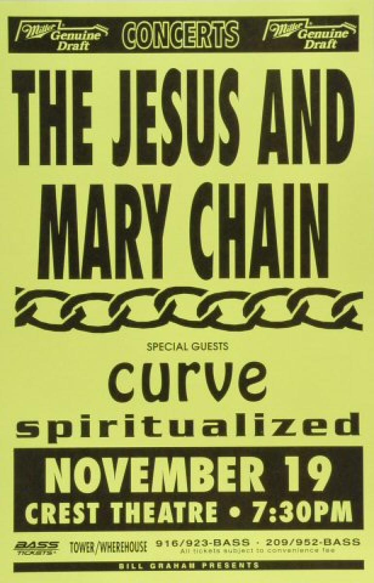 The Jesus & Mary Chain Vintage Concert Poster from Crest Theatre, Nov