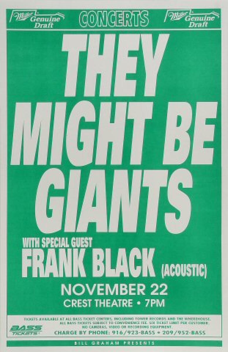 They Might Be Giants Vintage Concert Poster from Crest Theatre, Nov 22