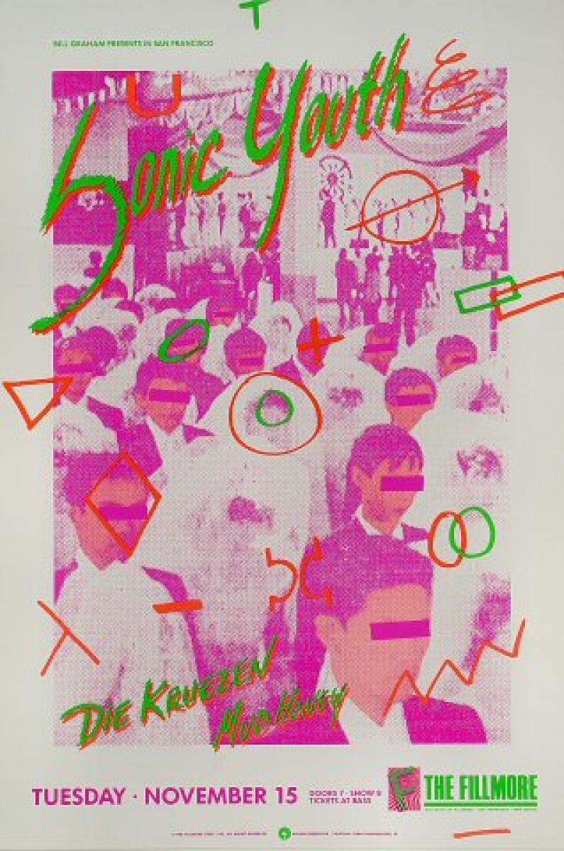 Sonic Youth Vintage Concert Poster from Fillmore Auditorium, Nov 15, 1988  at Wolfgang's