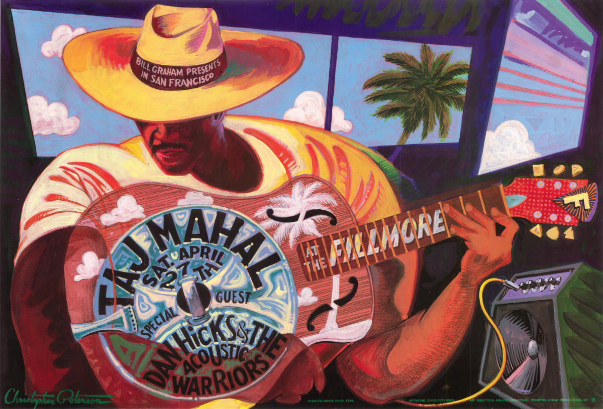 Taj Mahal Vintage Concert Poster from Fillmore Auditorium, Apr 27, 1996