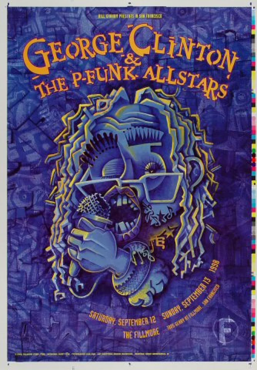 George Clinton & the P-Funk All-Stars Vintage Concert Proof from Fillmore  Auditorium, Sep 12, 1998 at Wolfgang's