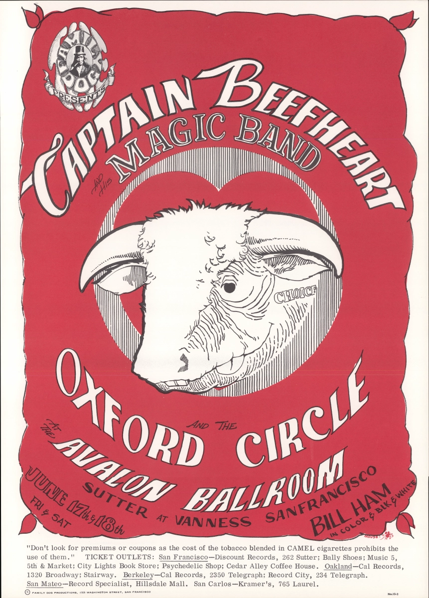 Captain Beefheart u0026 The Magic Band Vintage Concert Poster from Avalon  Ballroom