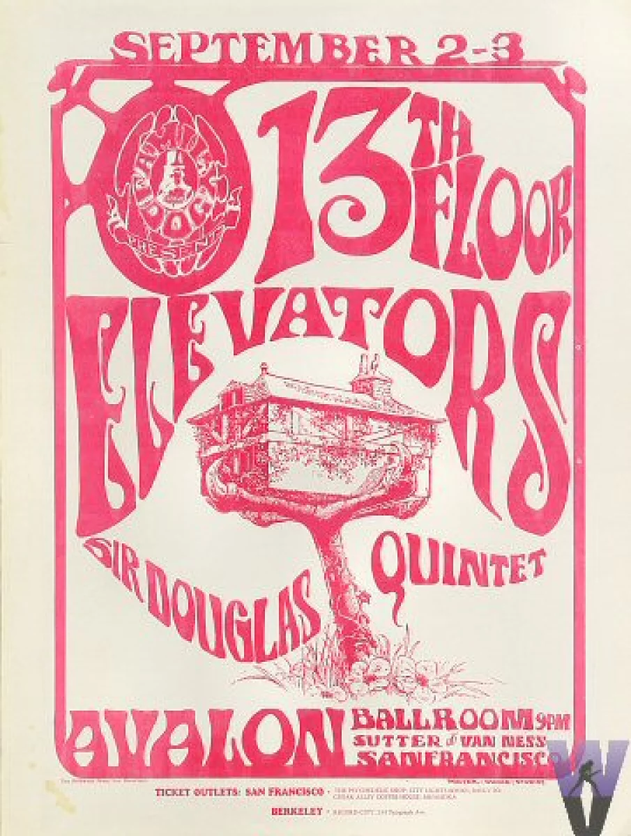 13th Floor Elevators Vintage Concert Handbill From Avalon Ballroom Sep 2 1966 At Wolfgang S