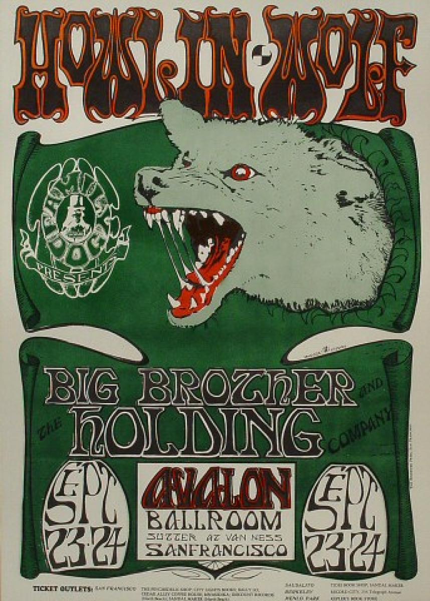 Howlin' Wolf Vintage Concert Poster from Avalon Ballroom, Sep 23, 1966 at Wolfgang's