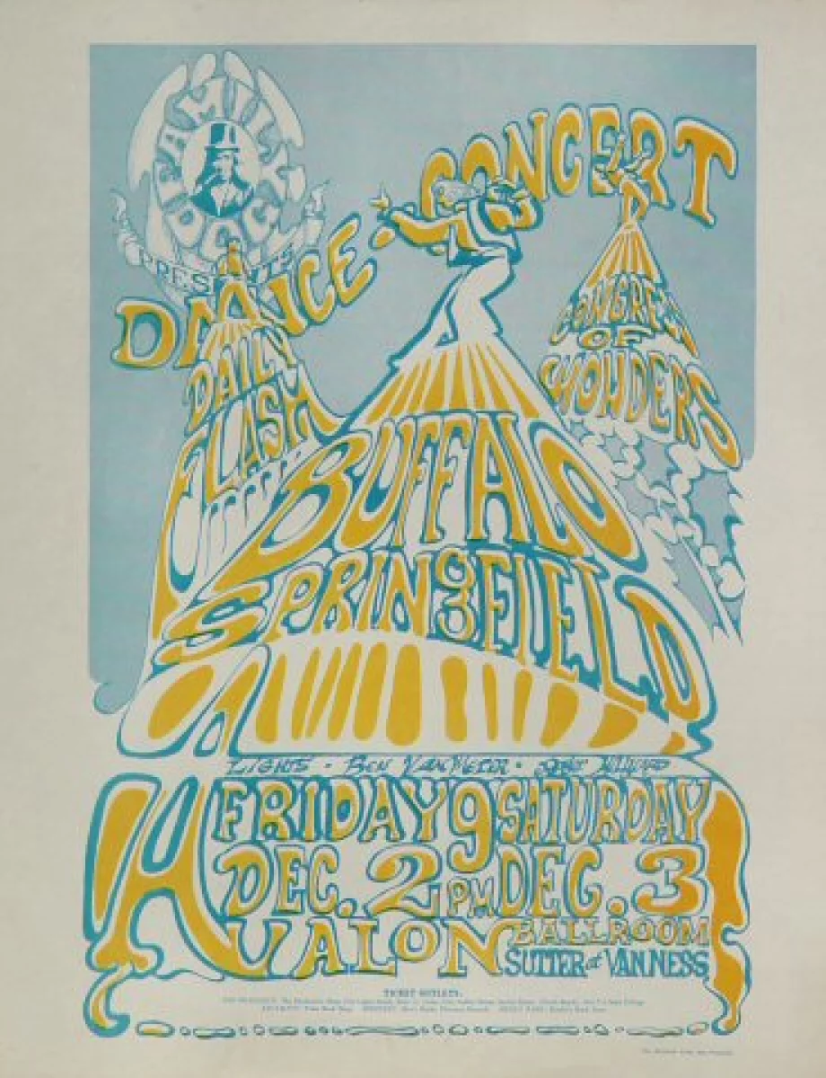 Buffalo Springfield Vintage Concert Handbill from Avalon Ballroom, Dec ...