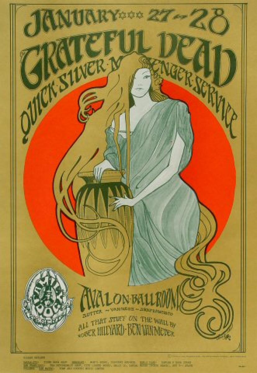 Grateful Dead Handbill ヴィンテージ ポストカード Grateful Dead Vintage Concert Handbill from Fillmore
