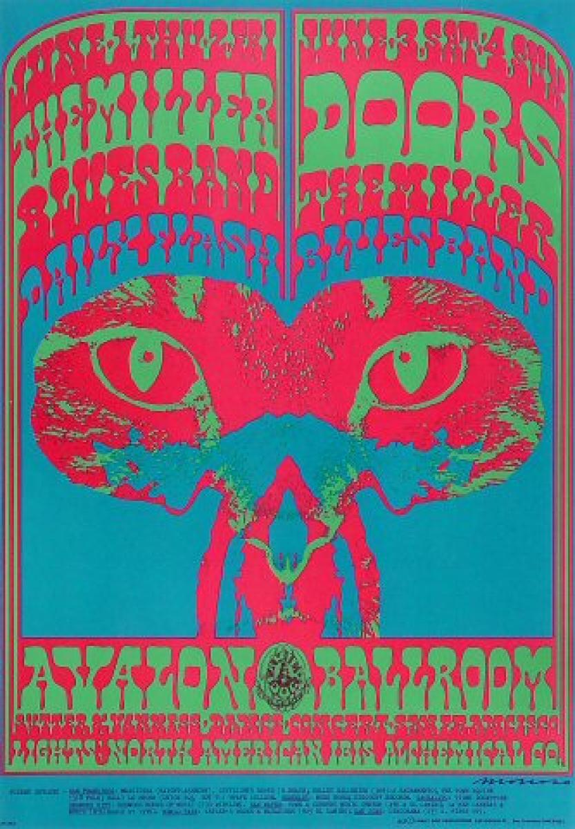The Doors Vintage Concert Poster from Avalon Ballroom, Jun 1, 1967