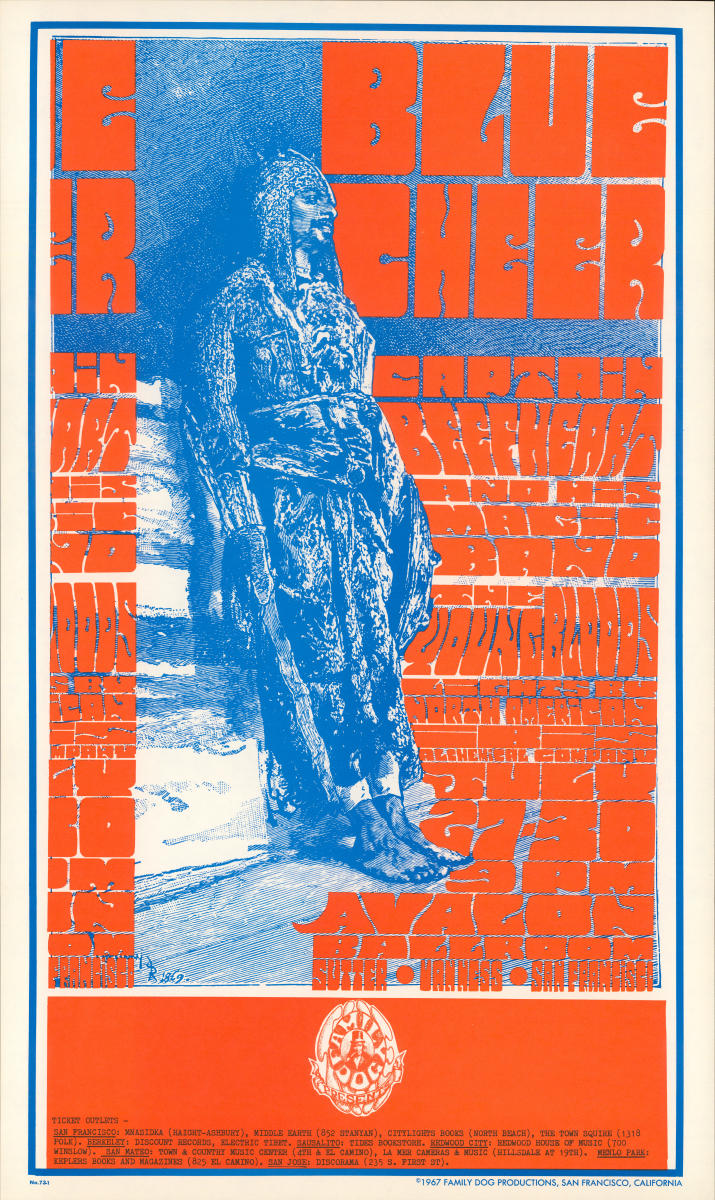 Hal McIntyre ビンテージ コンサートポスター Blue Cheer Vintage Concert Poster from Avalon Ballroom, Jul