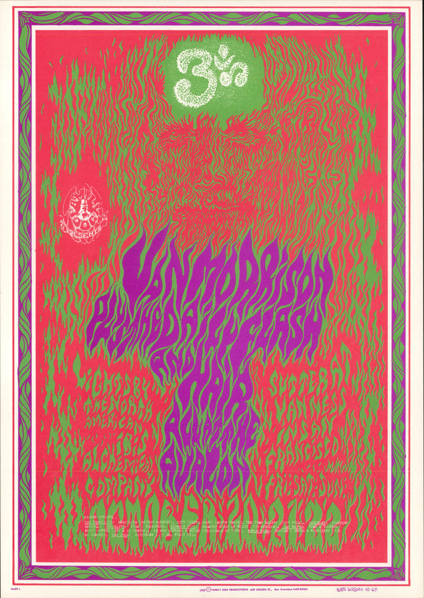 Van Morrison Vintage Concert Poster from Avalon Ballroom, Oct 20, 1967