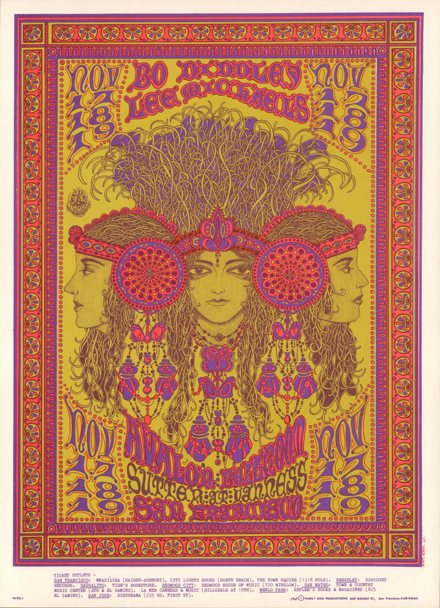Bo Diddley Vintage Concert Poster from Avalon Ballroom, Nov 17