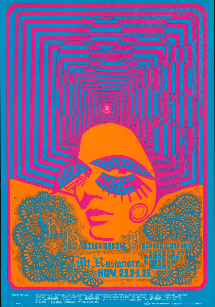 Big Brother and the Holding Company Vintage Concert Poster from Avalon  Ballroom, Nov 24, 1967 at Wolfgang's
