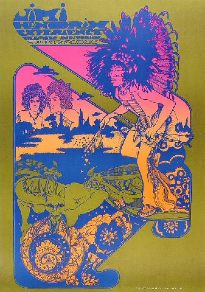 Jimi Hendrix Vintage Concert Poster From Fillmore Auditorium, Jun 20 ...