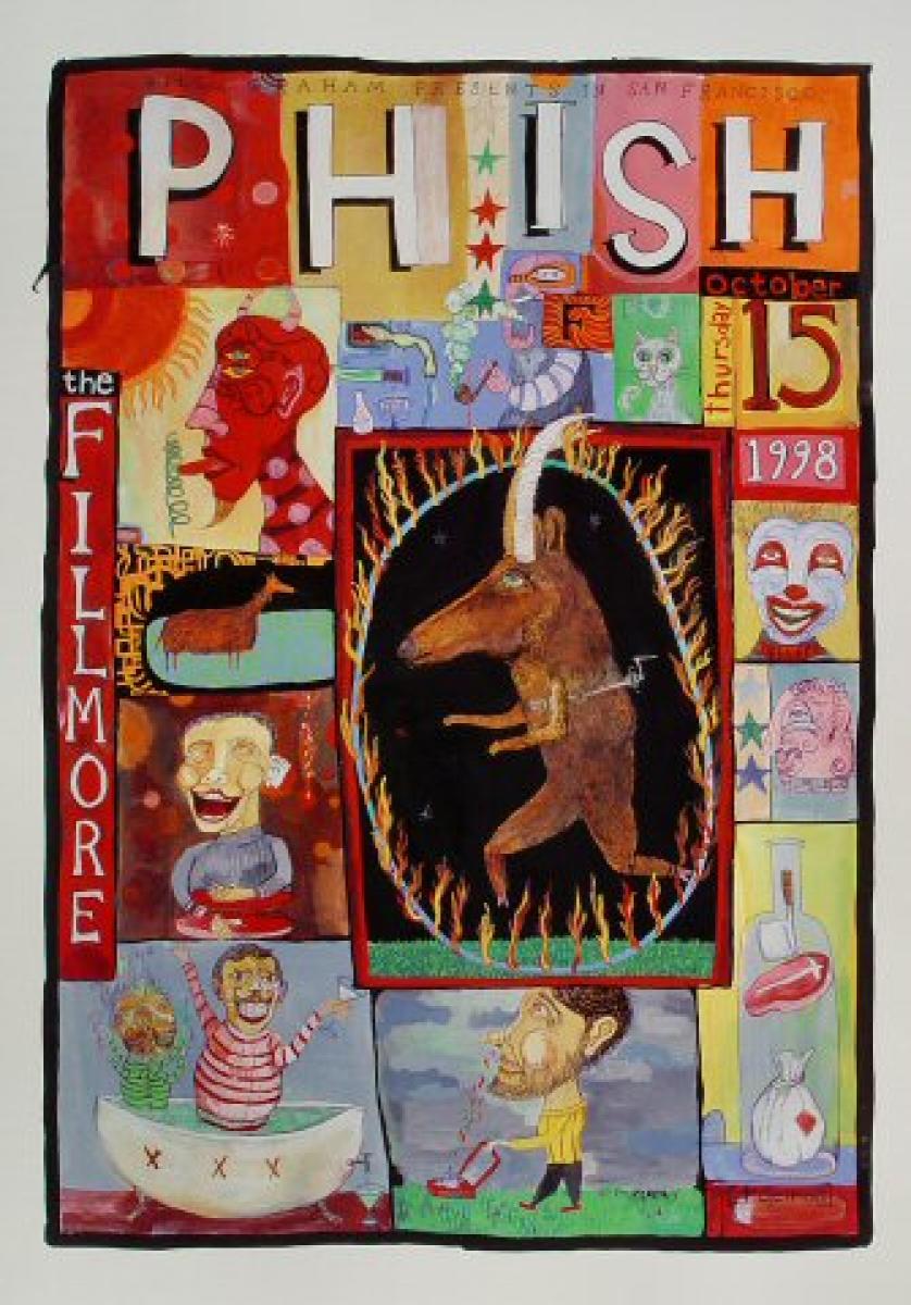 Phish Vintage Concert Poster from Fillmore Auditorium, Oct 15, 1998 at