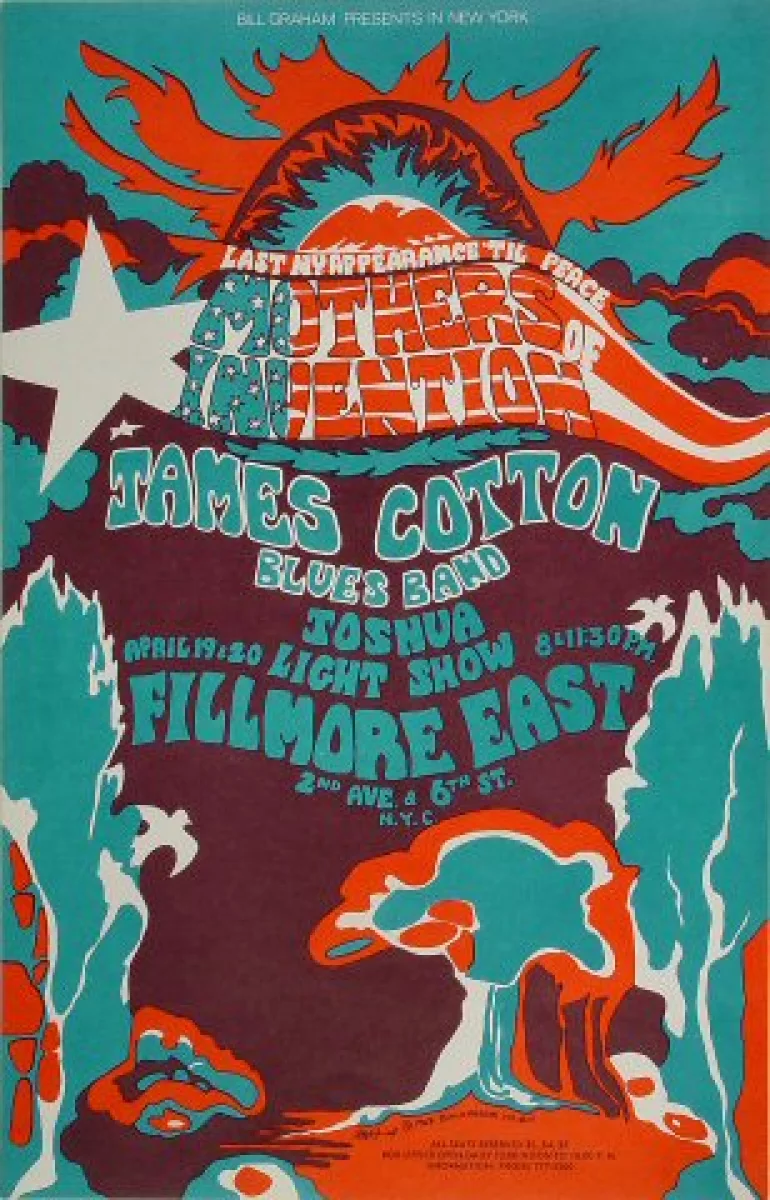 The Mothers of Invention Vintage Concert Poster from Fillmore East, Apr ...