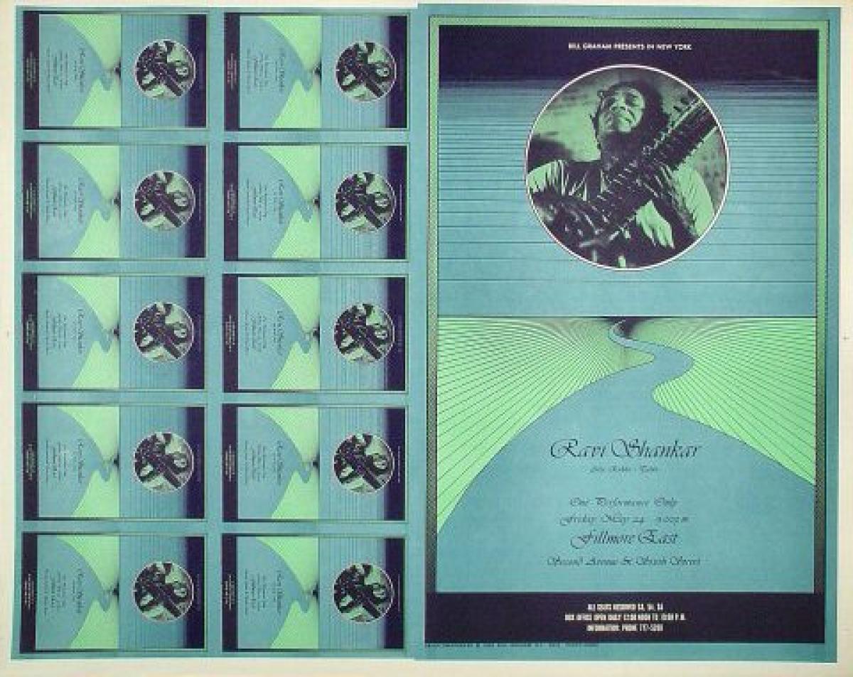Ravi Shankar Vintage Concert Proof from Fillmore East, May