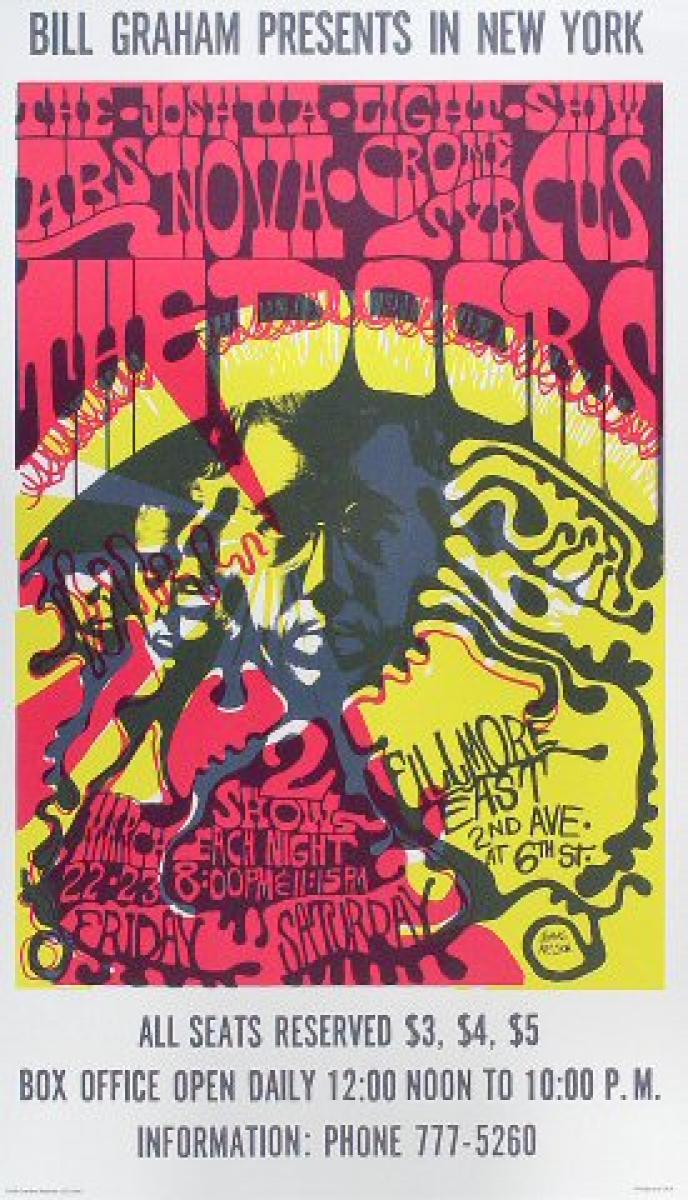 The Doors Vintage Concert Poster from Fillmore East, Mar 22, 1968 at