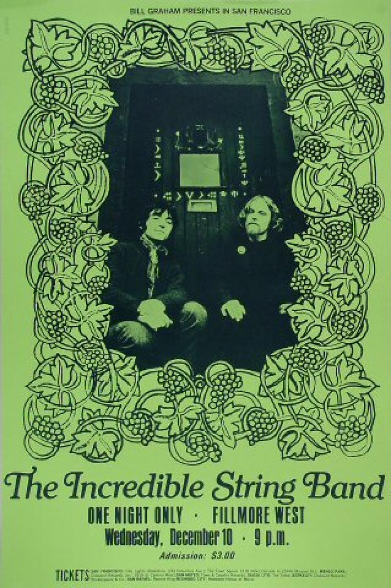 The Incredible String Band Vintage Concert Poster from Fillmore West