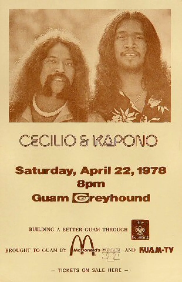 Cecilio and Kapono Vintage Concert Handbill from Guam Greyhound