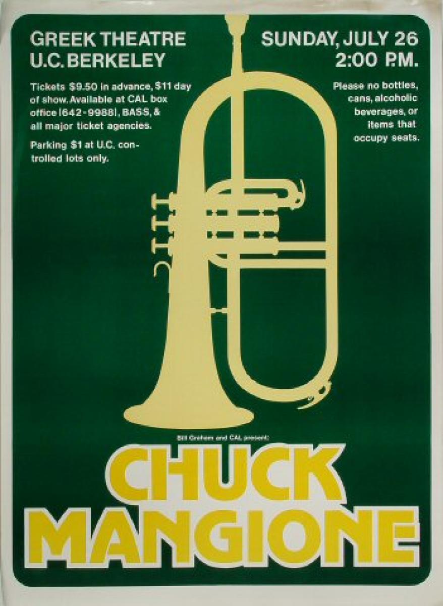 Chuck Mangione Vintage Concert Poster From Greek Theatre, Jul 26, 1981 ...