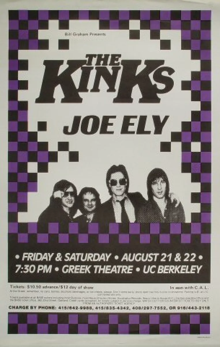 The Kinks Vintage Concert Poster from Greek Theatre, Aug 21, 1981 at  Wolfgang's