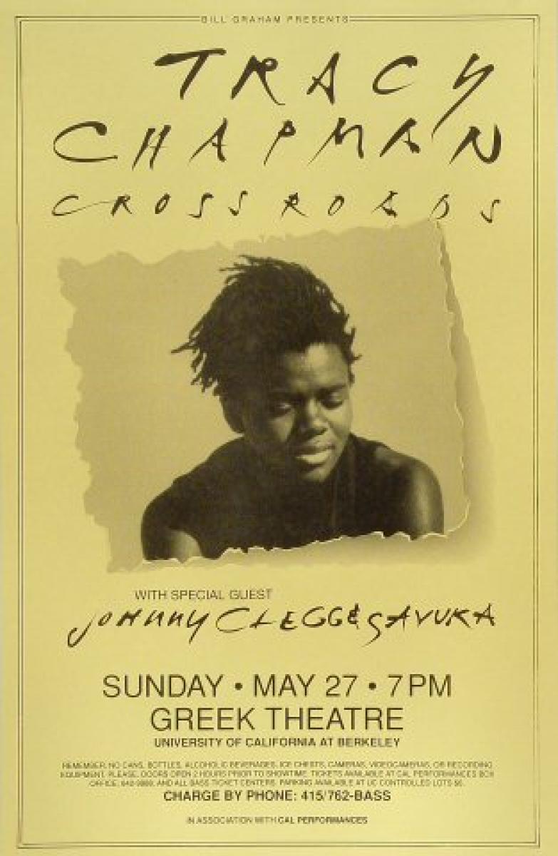 Tracy Chapman Vintage Concert Poster from Greek Theatre, May 27, 1990