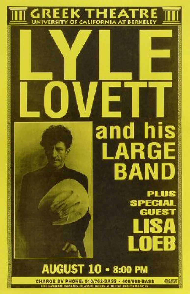 Lyle Lovett His Large Band Vintage Concert Poster From Greek Theatre Aug 10 1996 At Wolfgang S