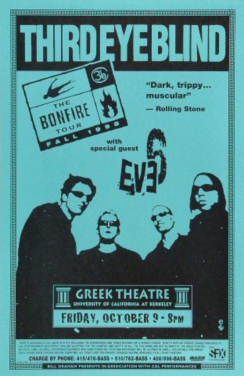 Third Eye Blind Vintage Concert Poster from Greek Theatre, Oct 9, 1998 at  Wolfgang's