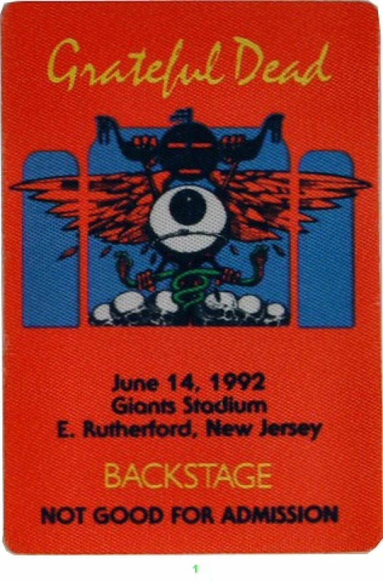 Grateful Dead 6/15/1992 NY Giants Stadium Backstage Pass