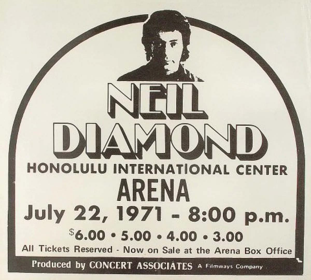 Neil Diamond Vintage Concert Poster from Honolulu International Center ...