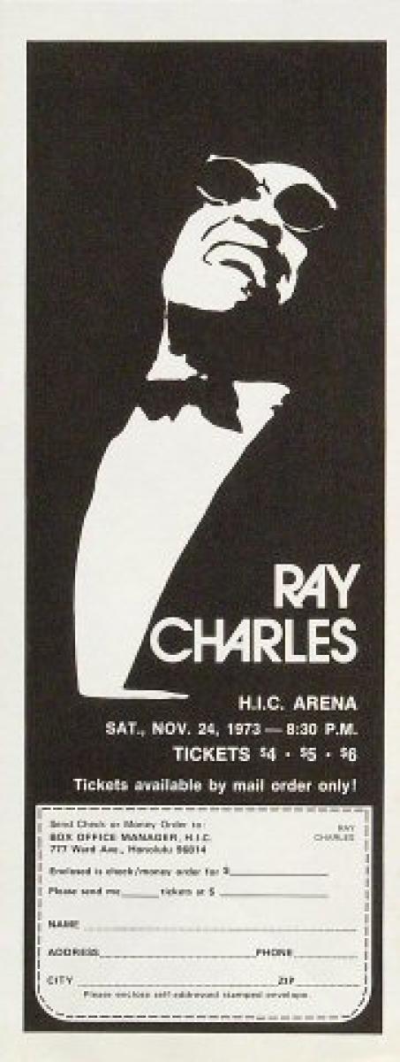 Ray Charles Vintage Concert Handbill from Honolulu