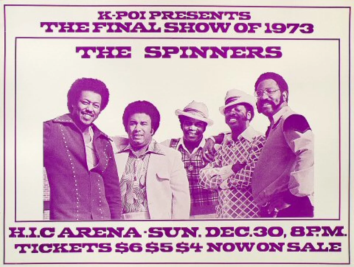 The Spinners Vintage Concert Poster from Honolulu International Center, Dec  30, 1973 at Wolfgang's