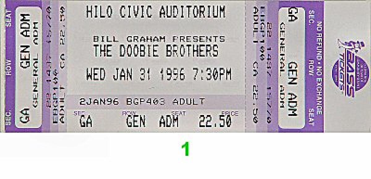 The Doobie Brothers Vintage Concert Vintage Ticket from Hilo Civic ...
