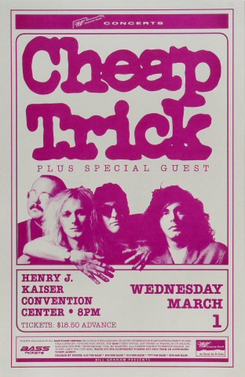Cheap Trick Vintage Concert Poster from Henry J. Kaiser Auditorium, Mar