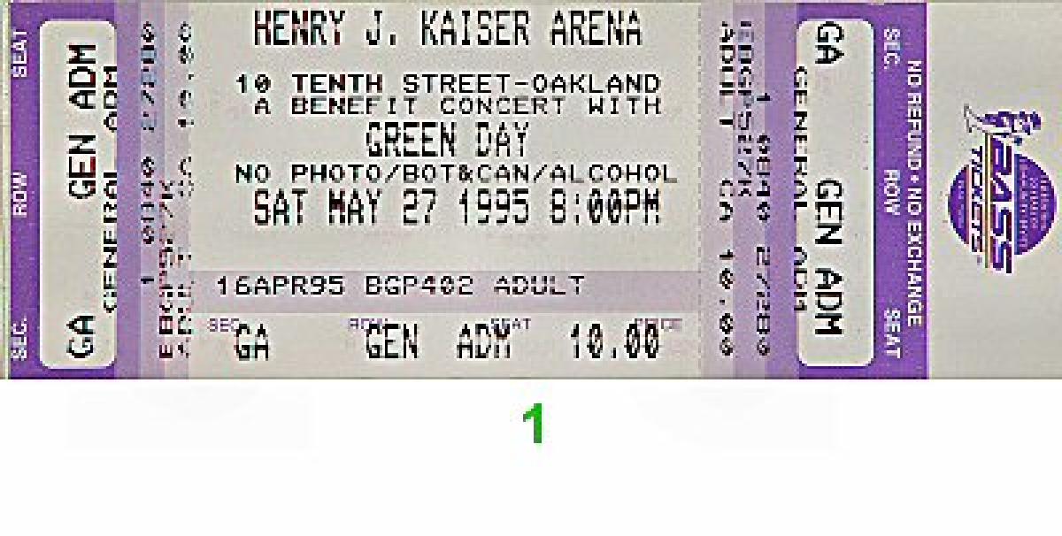Green Day Vintage Concert Vintage Ticket from Henry J. Kaiser