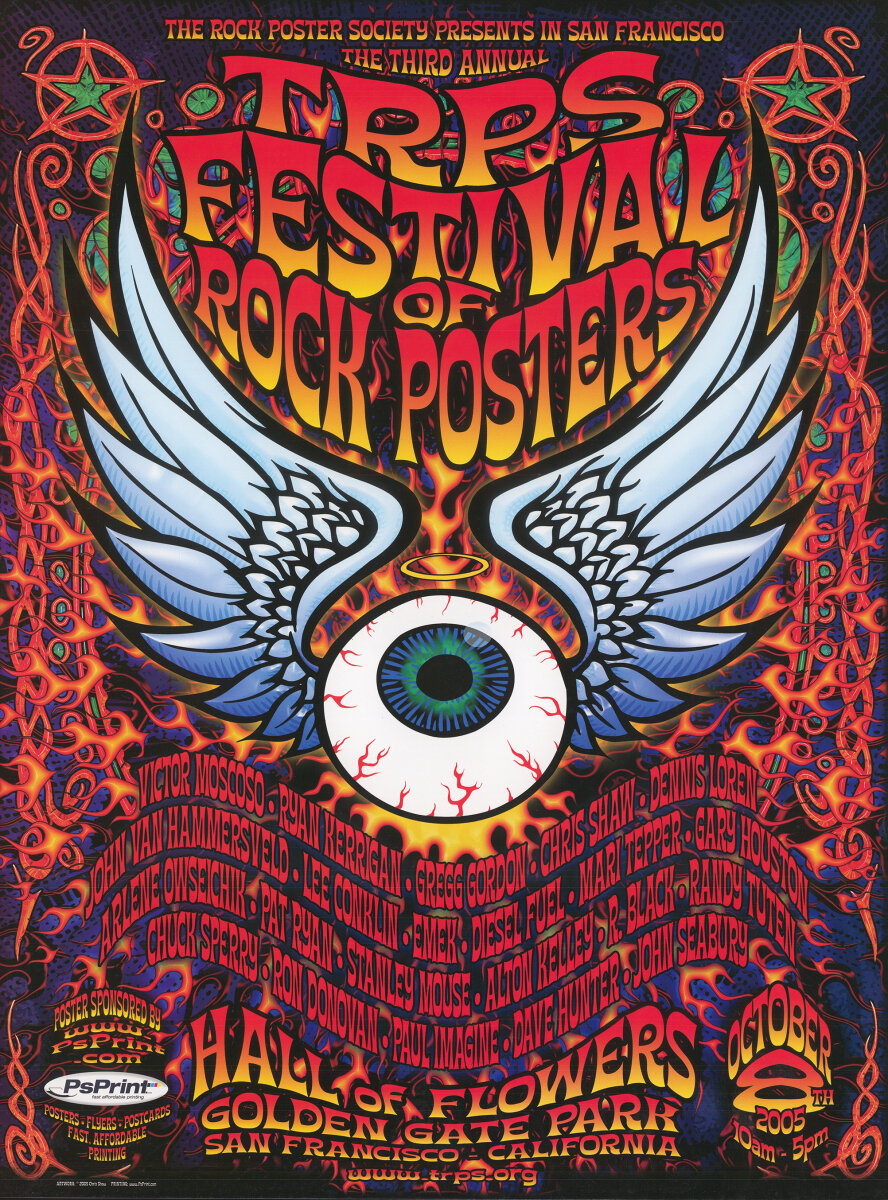 Victor Moscoso Vintage Concert Poster from Hall of Flowers, Oct 8