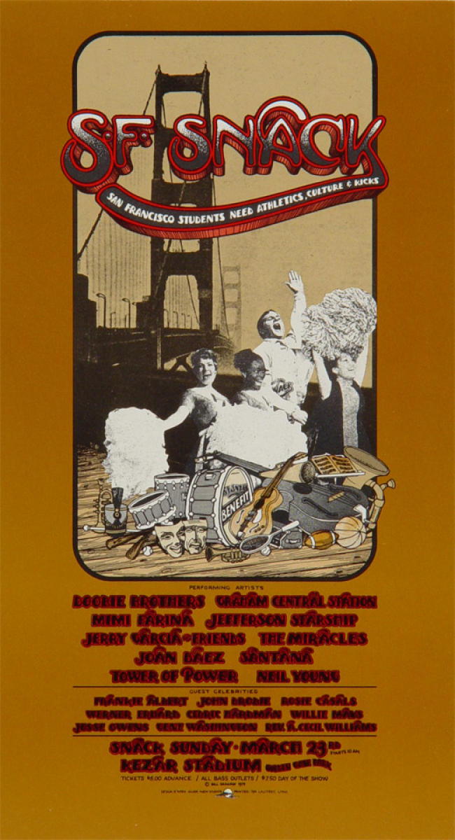 SNACK Benefit Vintage Concert Handbill from Kezar Stadium, Mar 23