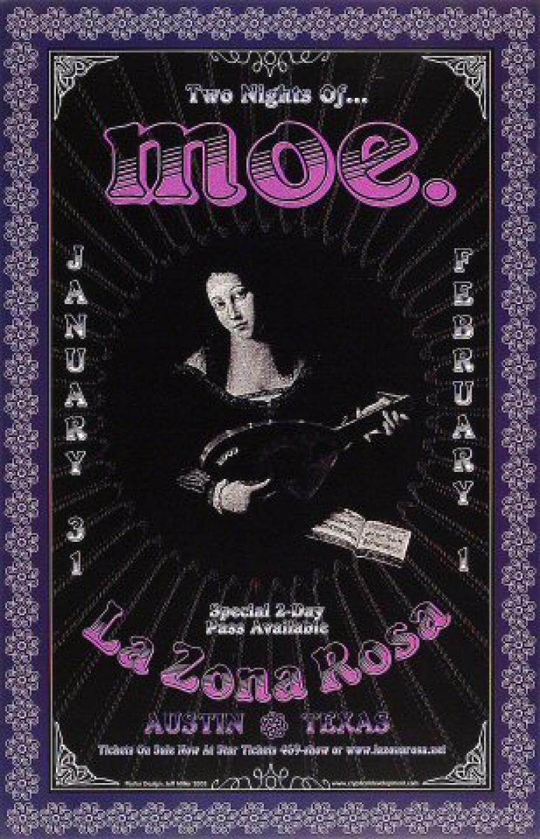 moe. Vintage Concert Poster from La Zona Rosa, Jan 31, 2003 at