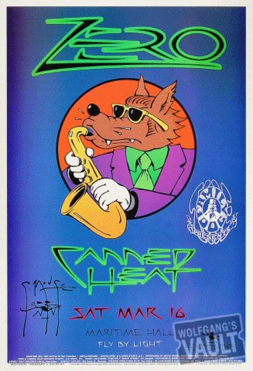 Zero Vintage Concert Poster from Maritime Hall, Mar 16, 1996 at Wolfgang's