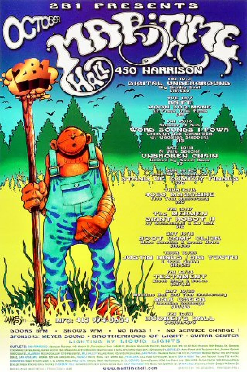 Digital Underground Vintage Concert Poster from Maritime Hall, Oct 3