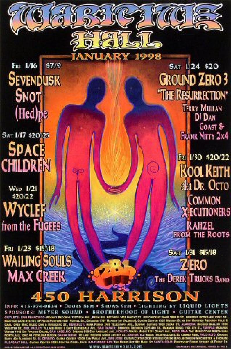 Sevendust Vintage Concert Poster from Maritime Hall, Jan 16, 1998