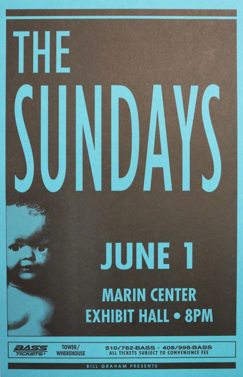 The Sundays Vintage Concert Poster from Marin Center Exhibit Hall, Jun