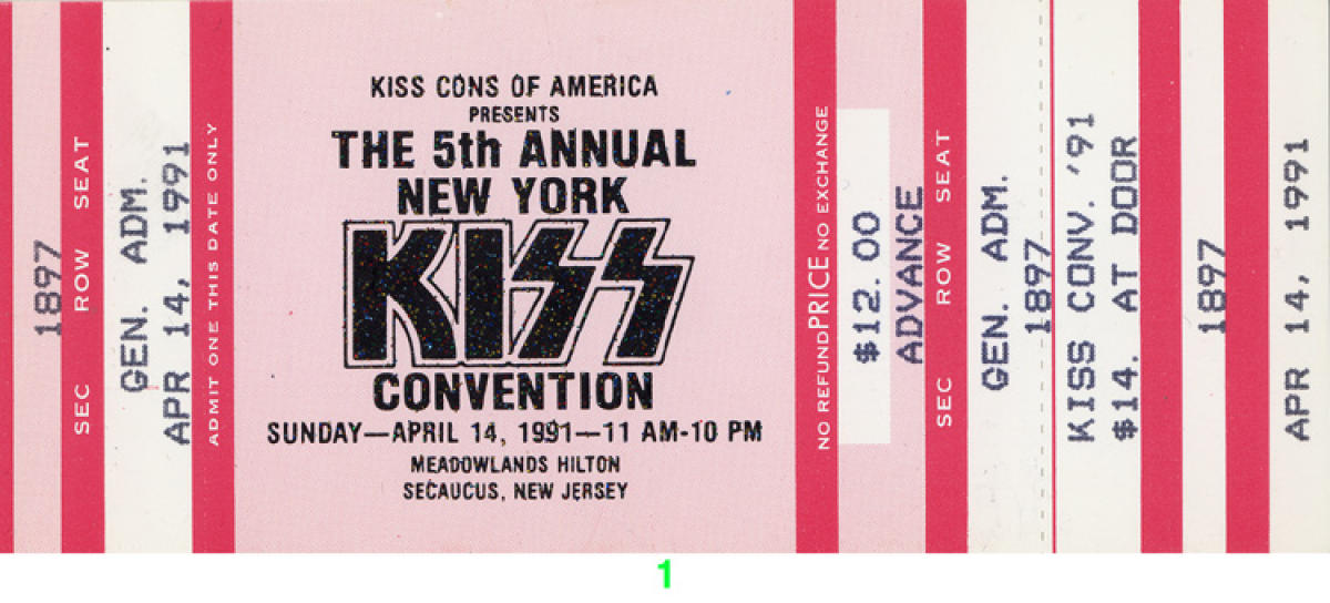 Kiss Vintage Concert Vintage Ticket from Meadowlands Hilton, Apr 14