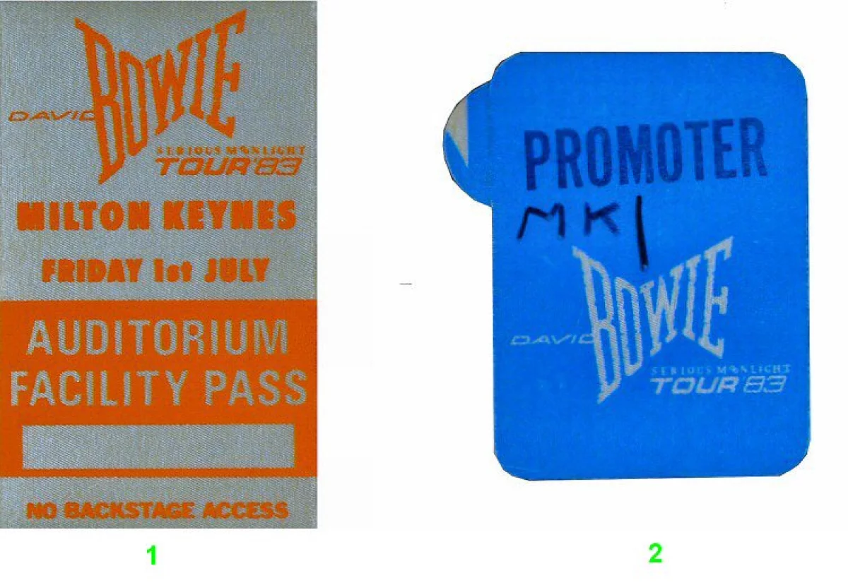 David Bowie Backstage Pass From Milton Keynes Bowl Jul 1 19 At Wolfgang S